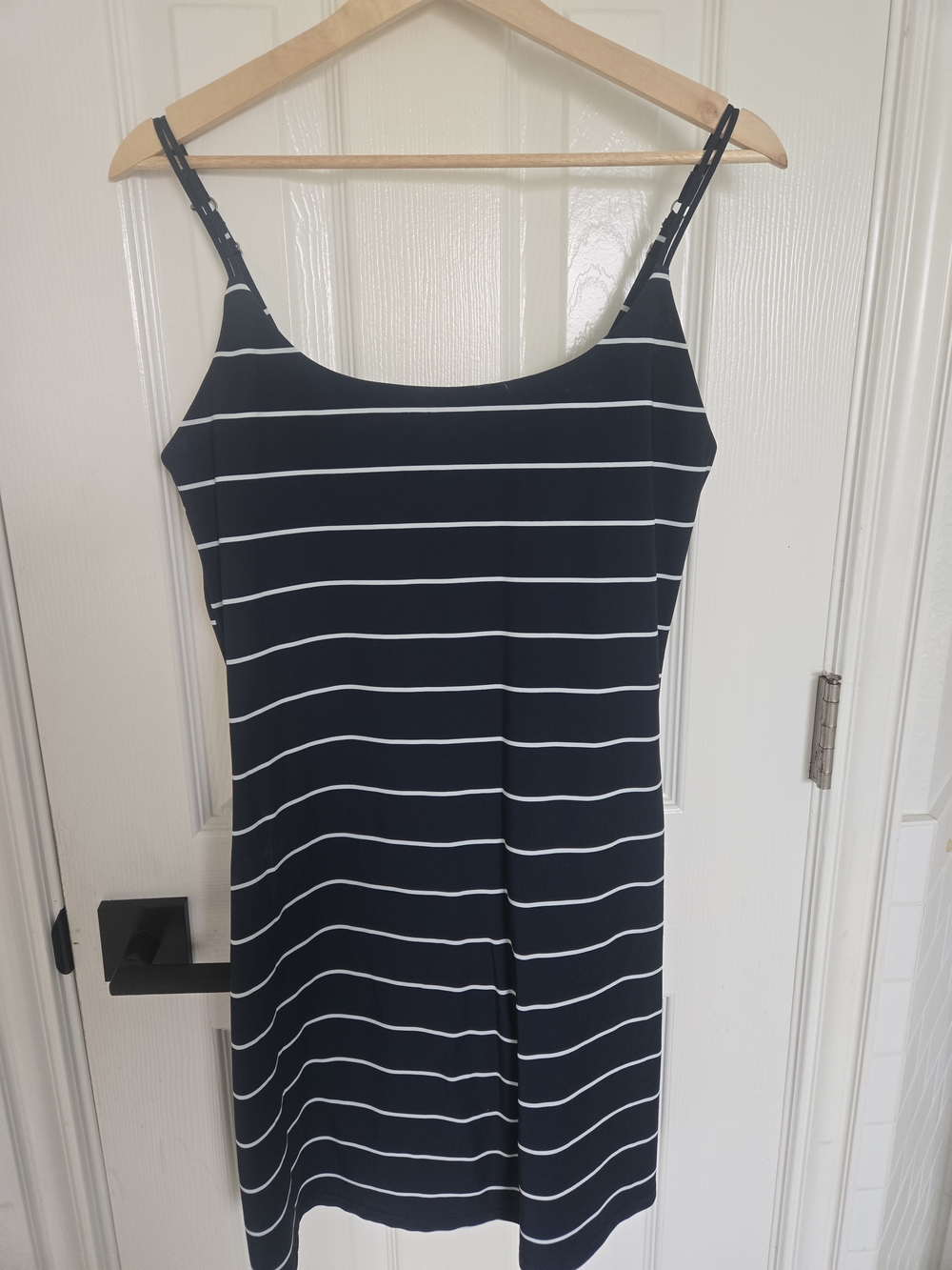 Abercrombie & Fitch Active Traveler Dress Navy Blue Striped Mini Dress - Picture 2 of 5